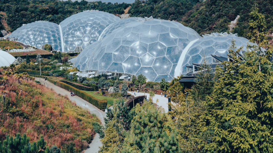 The biomes of the Eden project Cornwall for October half term rainy day activities 